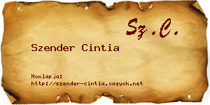 Szender Cintia névjegykártya